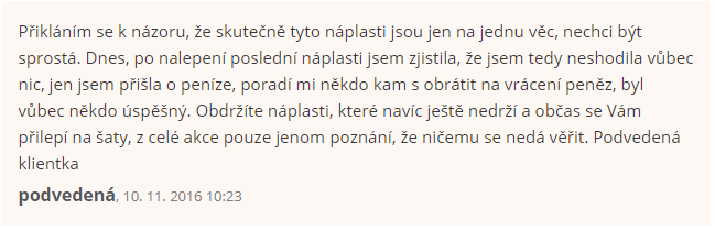 diskuze o náplastech na hubnutí